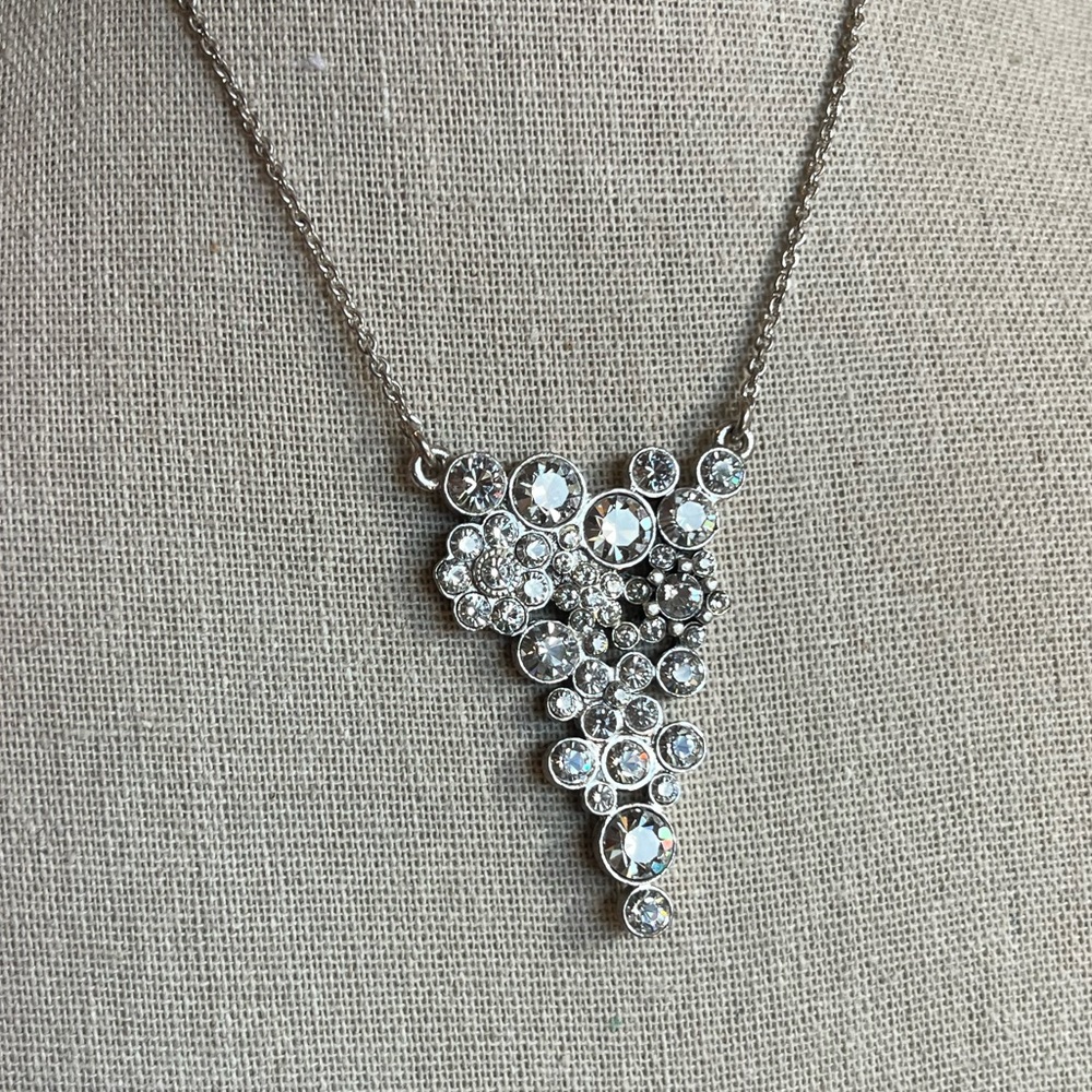 N238 Pilgrim NWT Danish Clear Silver Rivoli Crystal Pendant Extender Chain